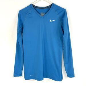 Nike Womens Top Size Medium Pro Combat Dri-Fit Long Sleeve Shirt Fitted Blue